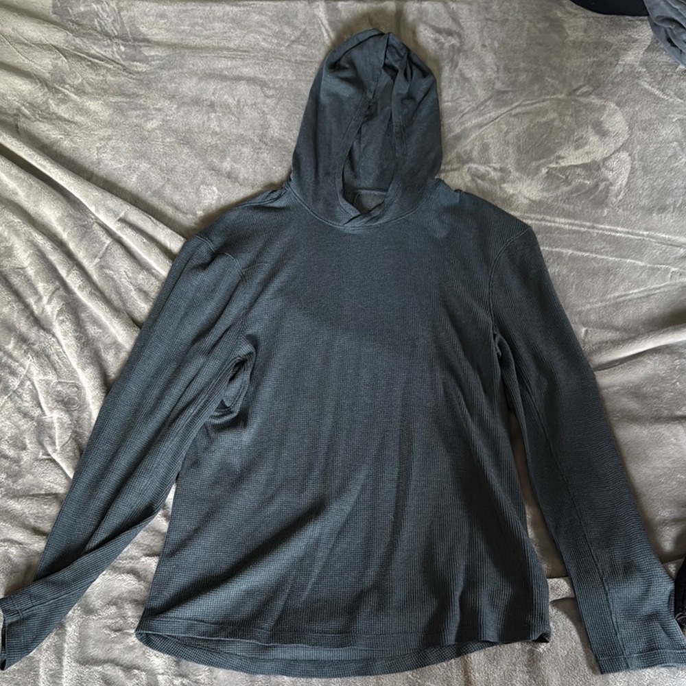 Dark Gray Hooded Long Sleeve Top